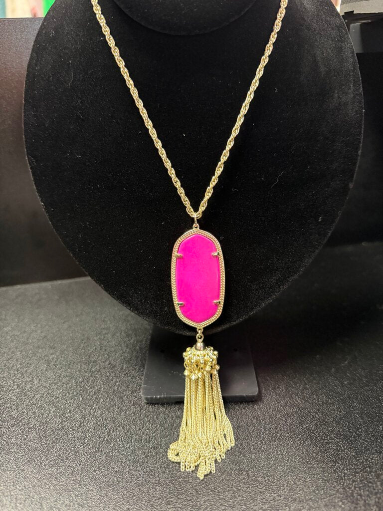 Kendra Scott Rayne Long Pendant Necklace Pink With Tassel