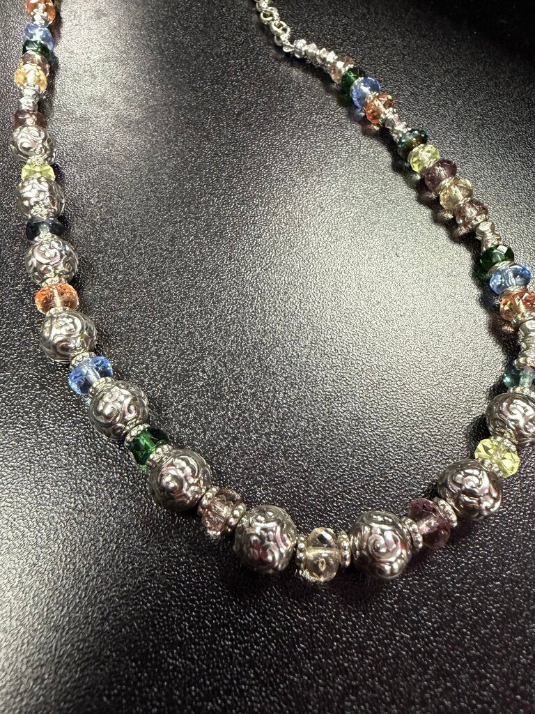 Brighton Multi Color Crystal beaded Silver Tone Necklace