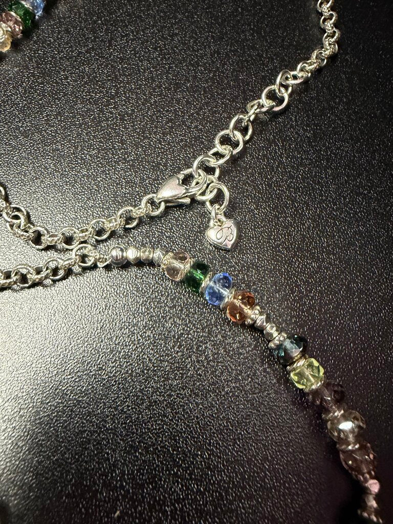 Brighton Multi Color Crystal beaded Silver Tone Necklace
