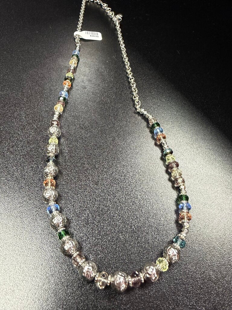 Brighton Multi Color Crystal beaded Silver Tone Necklace