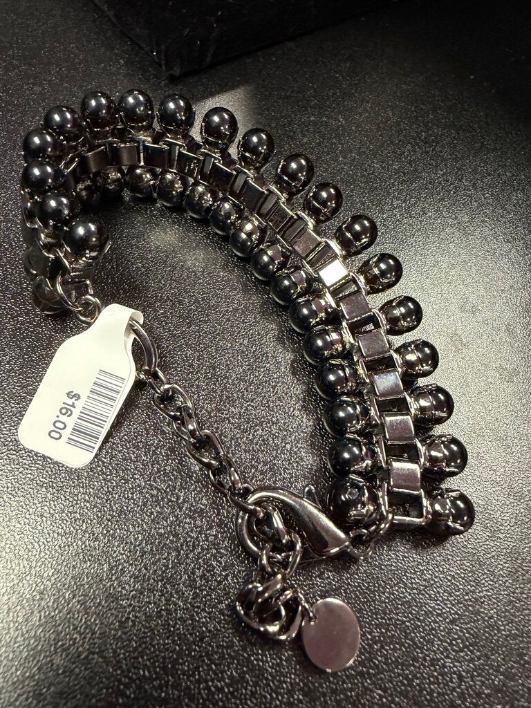 Talbots Gunmetal Chunky Bead Bracelet