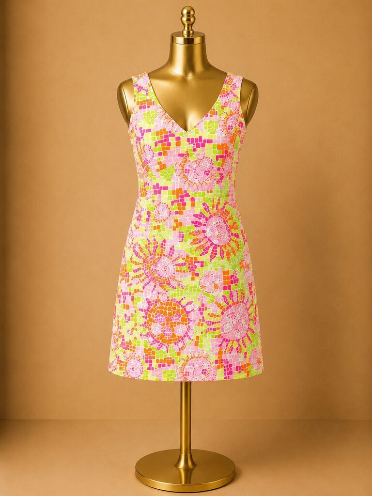 12 Lilly Pulitzer VTGAnna Shift Dress in Rare Pink Sands Sun Salute