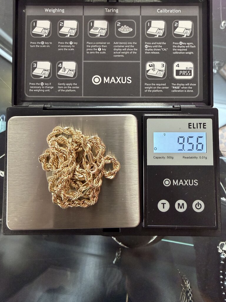 18K Rope Necklace 9.56 Grams 23.5'