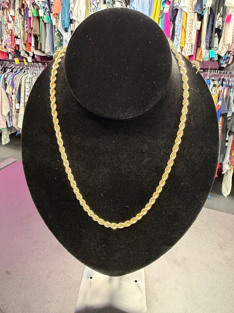 18K Rope Necklace 9.56 Grams 23.5'