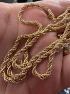 14K Yellow and Rose Gold Beaded Rope Chain 24'