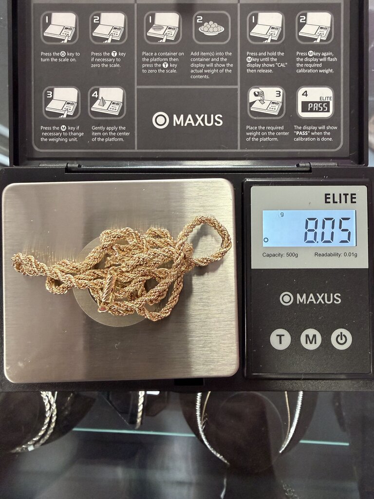 14K Yellow and Rose Gold Beaded Rope Chain 24'