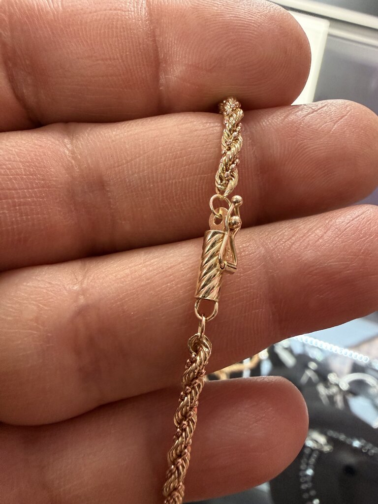 14K Yellow and Rose Gold Beaded Rope Chain 24'