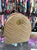 Gucci GG Marmont Backpack Matelasse Quilted Beige Leather with Goldtone Hardware