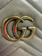 Gucci GG Marmont Backpack Matelasse Quilted Beige Leather with Goldtone Hardware