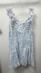 LG Sleeveless Paisley Button Front Ruffle Dress