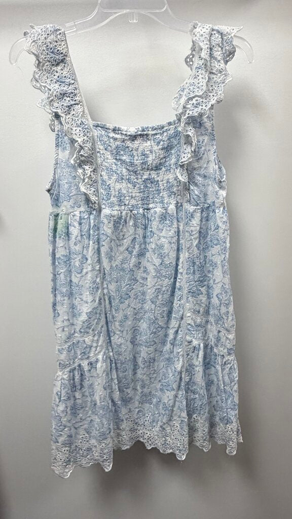 LG Sleeveless Paisley Button Front Ruffle Dress