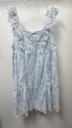 LG Sleeveless Paisley Button Front Ruffle Dress