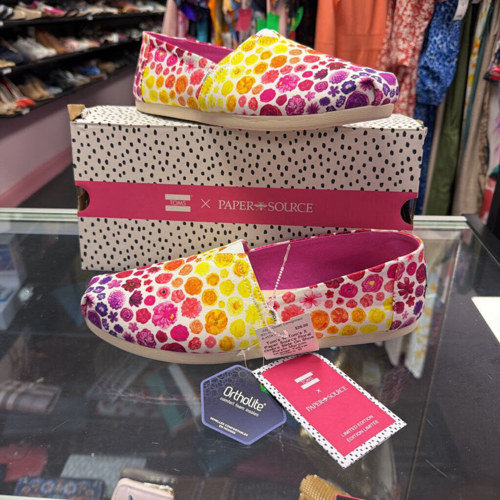 10 Tom's X Paper Source Floral Ombre Slide On Shoe