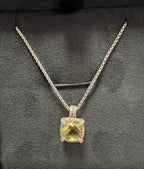 David Yurman VTG Sterling Silver Citrine Chatelaine Diamond Pendant Necklace