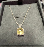 David Yurman VTG Sterling Silver Citrine Chatelaine Diamond Pendant Necklace