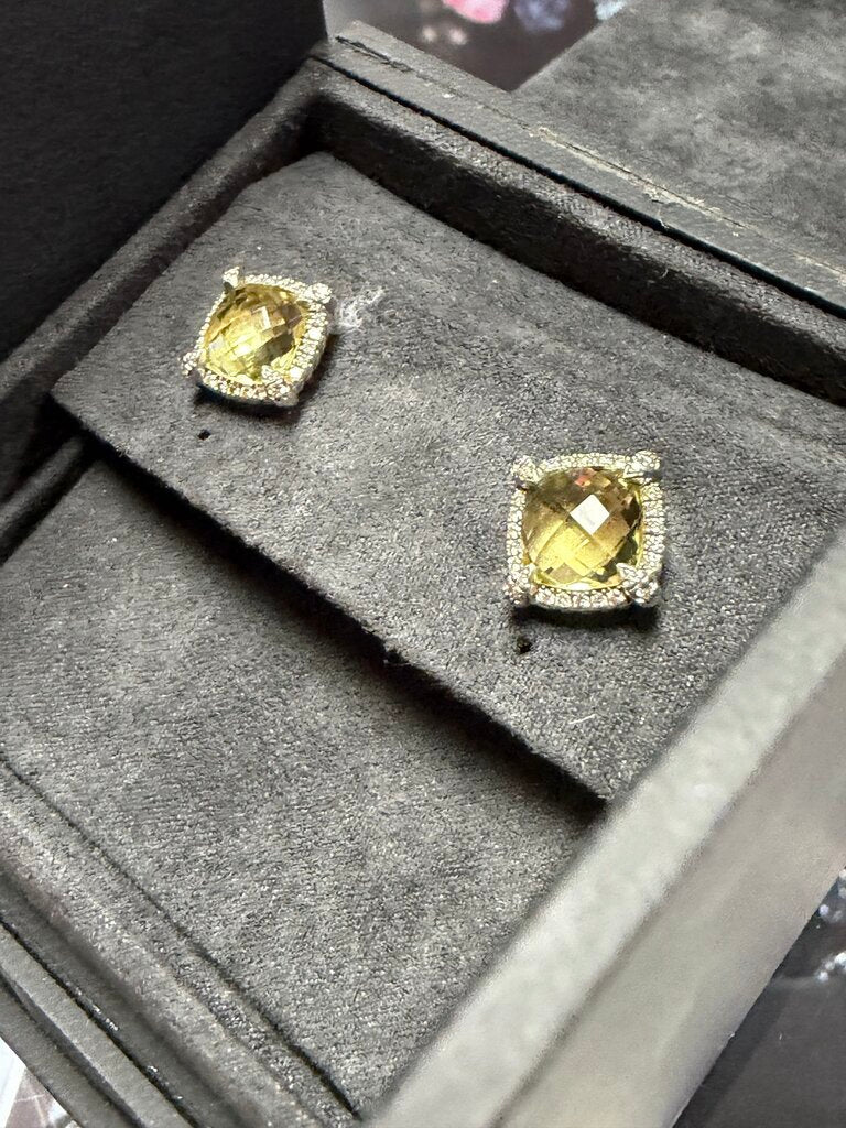 David Yurman VTG Chatelaine Pavé Diamond Bezel 11mm Citrine Ring sz 6