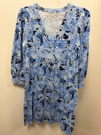 Sm Lilly Pulitzer L/S Cass Bonaire V Neck Dress In Blue Coastal Constellation