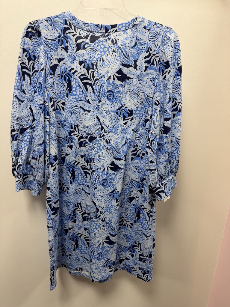 Sm Lilly Pulitzer L/S Cass Bonaire V Neck Dress In Blue Coastal Constellation