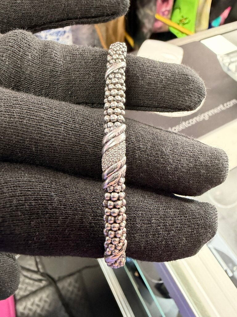 LAGOS Caviar 925 Diamond Pave Rope Bracelet 7"