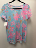 LG S/S Lilly Pulitzer Etta Scoop Top In Multi Royal Coral
