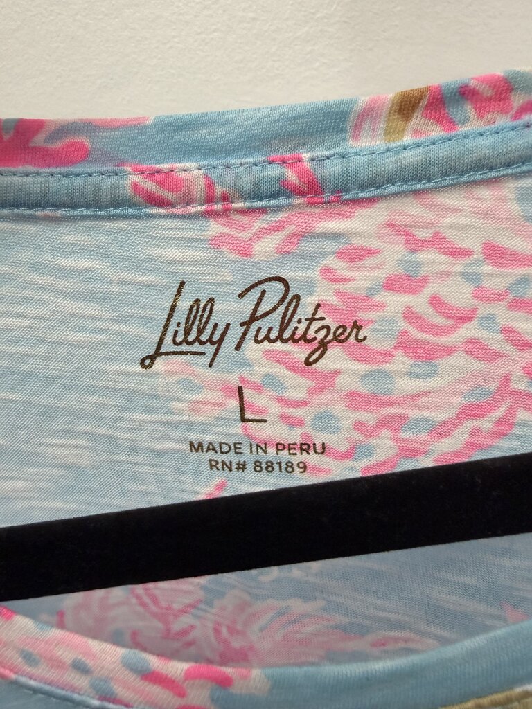 LG S/S Lilly Pulitzer Etta Scoop Top In Multi Royal Coral