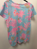 LG S/S Lilly Pulitzer Etta Scoop Top In Multi Royal Coral