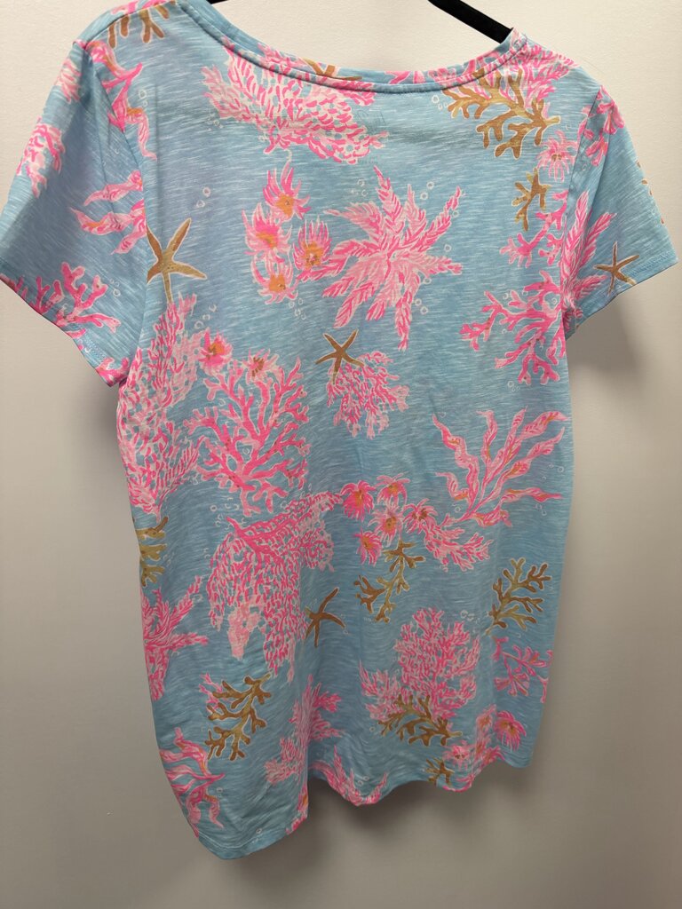 LG S/S Lilly Pulitzer Etta Scoop Top In Multi Royal Coral
