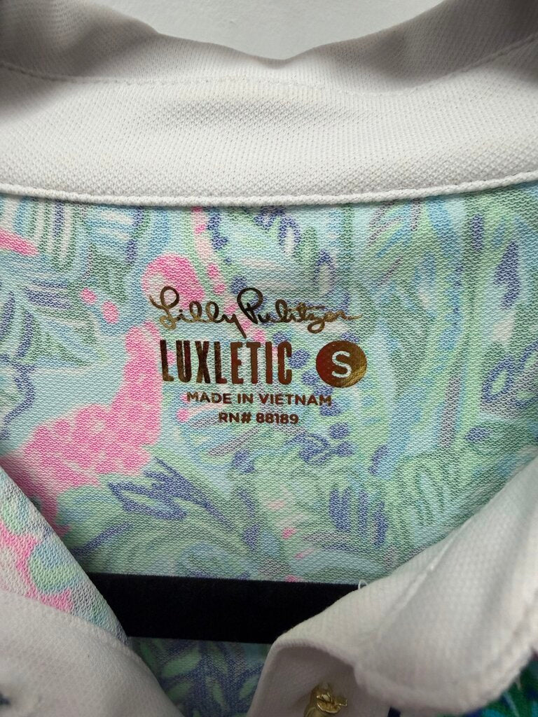 SM Lilly Pulitzer Luxletic Imara Polo Sleeveless Top Blue Horizon Par Fection