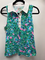 SM Lilly Pulitzer Luxletic Imara Polo Sleeveless Top Blue Horizon Par Fection