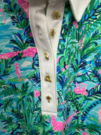 SM Lilly Pulitzer Luxletic Imara Polo Sleeveless Top Blue Horizon Par Fection