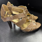 7.5 Croco Ankle Strap Studded Crisscross Heel