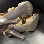 7.5 Croco Ankle Strap Studded Crisscross Heel