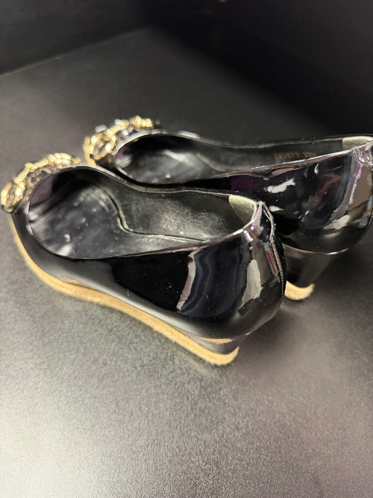 6.5-7/37.5 Gucci GG Canvas Charlotte Horsebit Espadrille Wedg