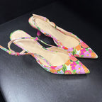 7.5 Pointed Ankle Strap Floral Heel