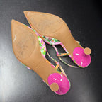 7.5 Pointed Ankle Strap Floral Heel