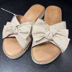 7 Step on Air Fabric Slide CrissCross Bow Flat Sandal
