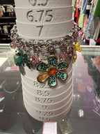 Betsey Johnson Silver-Tone Parrot Giraffe & Floral Charm Bracelet