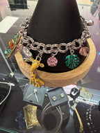 Betsey Johnson Silver-Tone Parrot Giraffe & Floral Charm Bracelet