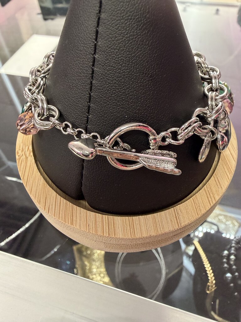 Betsey Johnson Silver-Tone Parrot Giraffe & Floral Charm Bracelet