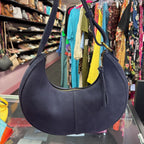 Portland Leather Goods Large Nora Crescent Shoulder Bag In Alaska Blue Suede