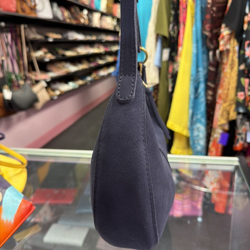 Portland Leather Goods Large Nora Crescent Shoulder Bag In Alaska Blue Suede