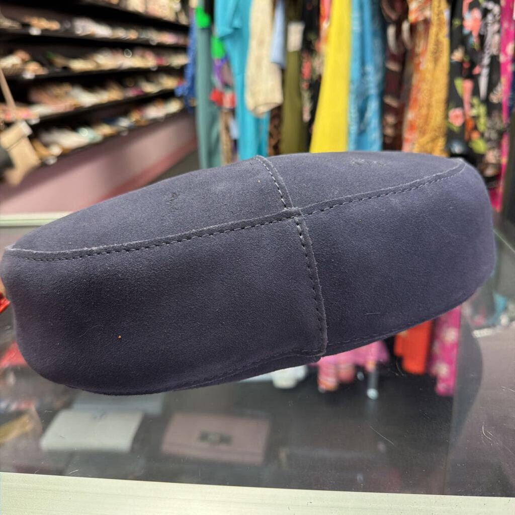 Portland Leather Goods Large Nora Crescent Shoulder Bag In Alaska Blue Suede