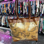 Patricia Nash Mallory Convertible Tote European Map Twisted Rope Handles