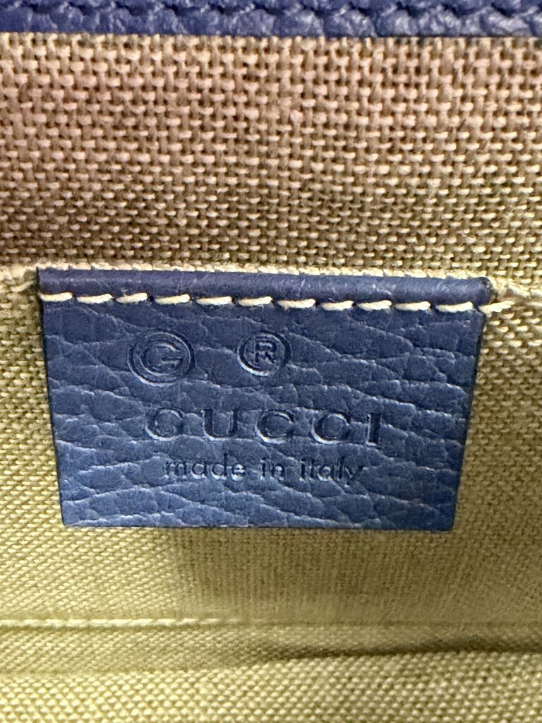 Gucci Interlocking G Shoulder Bag Gold Chain Strap Blue 510304 001998