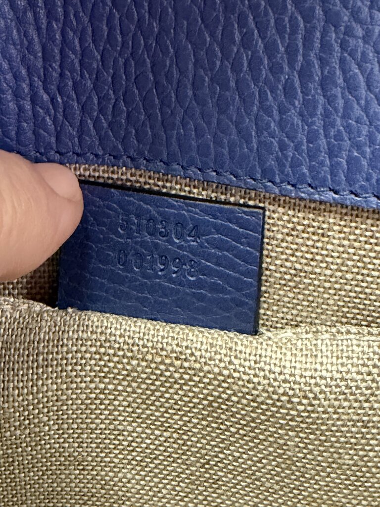 Gucci Interlocking G Shoulder Bag Gold Chain Strap Blue 510304 001998