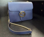 Gucci Interlocking G Shoulder Bag Gold Chain Strap Blue 510304 001998