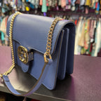 Gucci Interlocking G Shoulder Bag Gold Chain Strap Blue 510304 001998