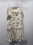LG Spaghetti Rose Embroidery Edges Puff Bottom Dress