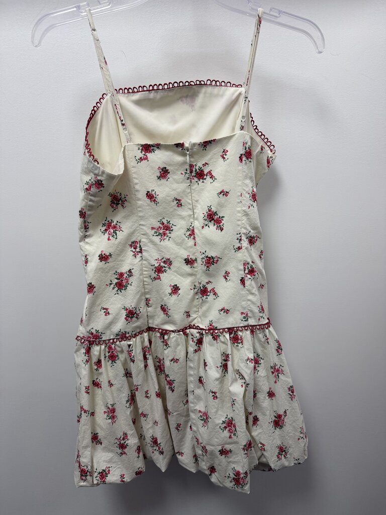 LG Spaghetti Rose Embroidery Edges Puff Bottom Dress