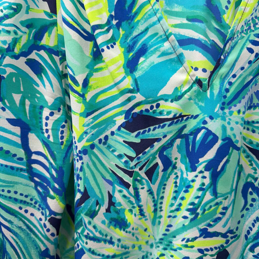 LG Lilly Pulitzer L/S Matilda Silk V Neck Palm Leaf Print